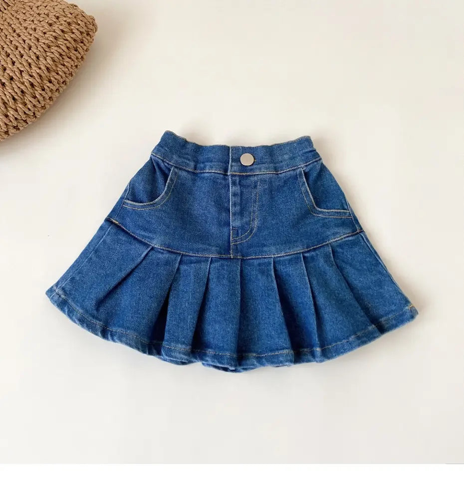 Khloe Denim Pleated Skirt