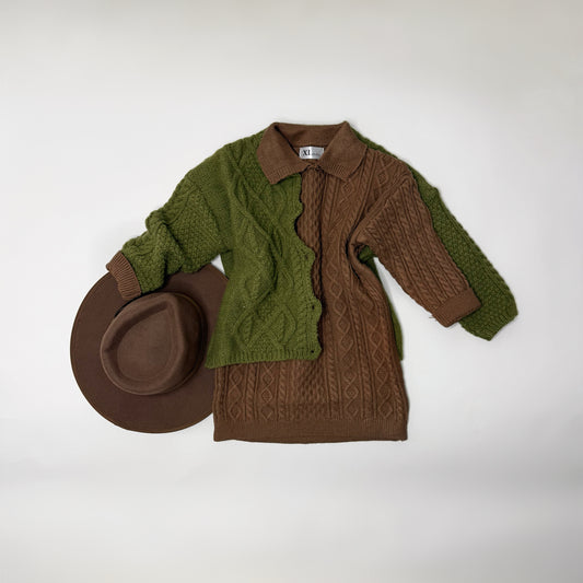 モスグリーンカーディガン