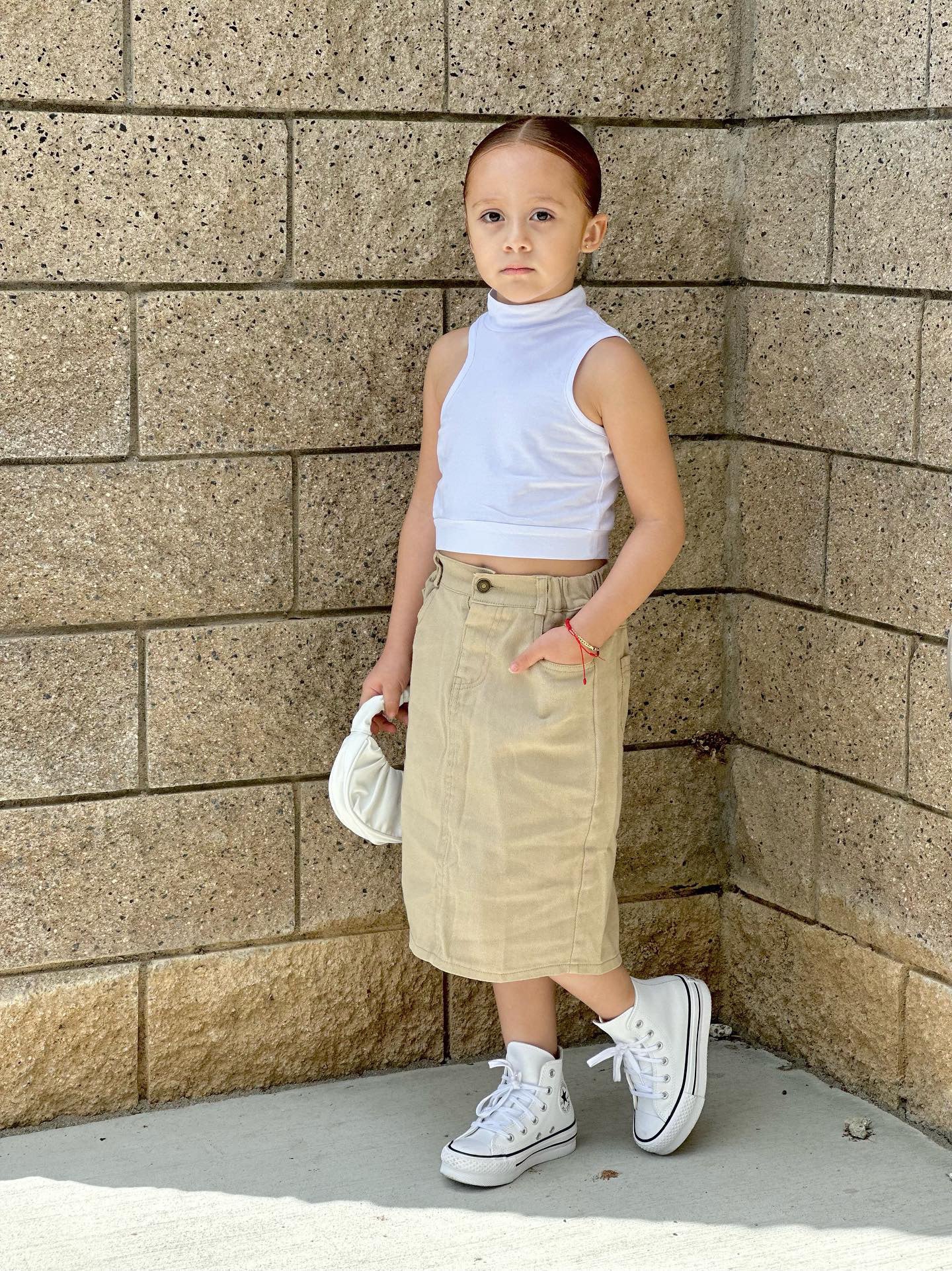 Khaki Denim Maxi Skirt