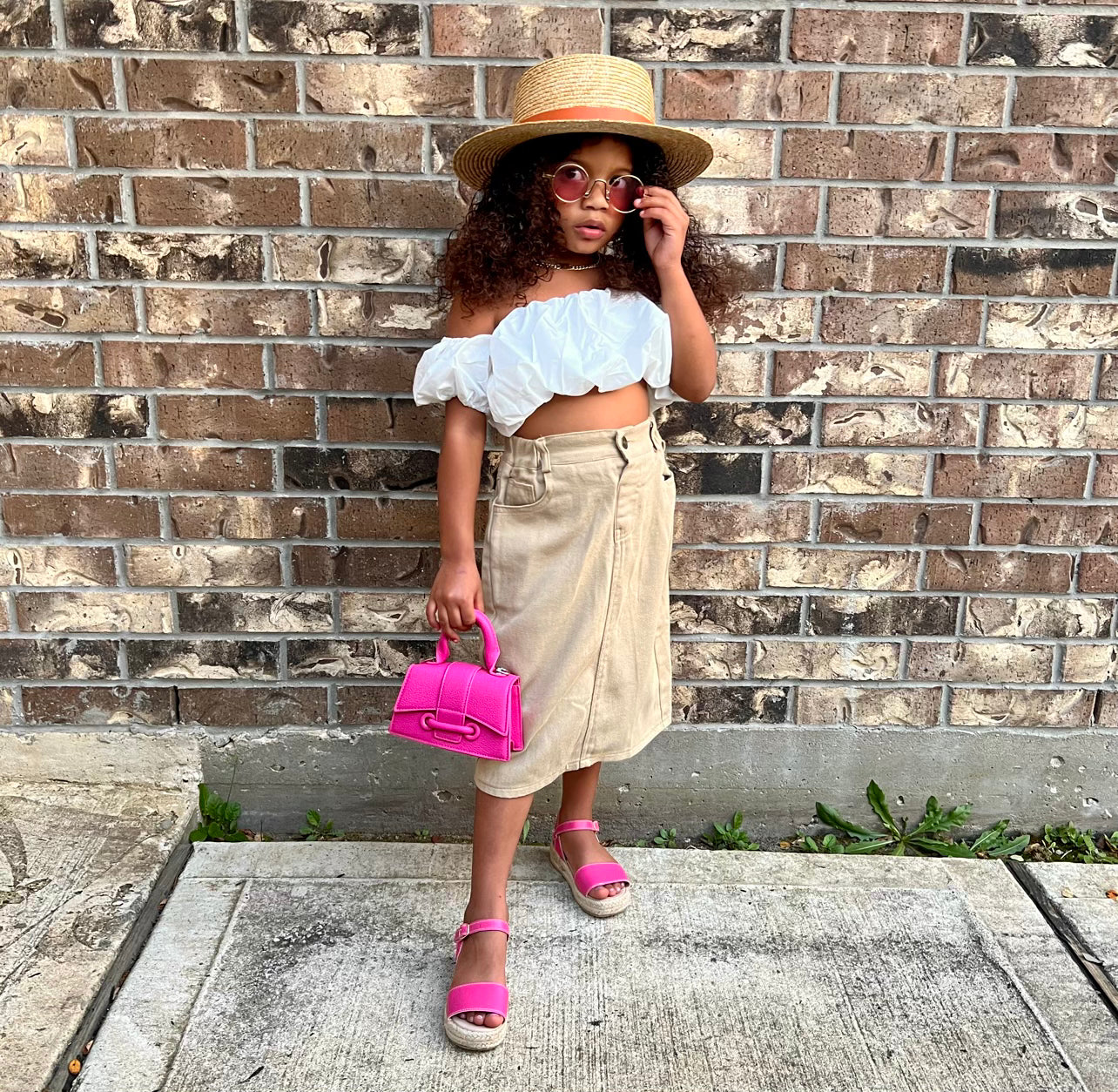 Khaki Denim Maxi Skirt