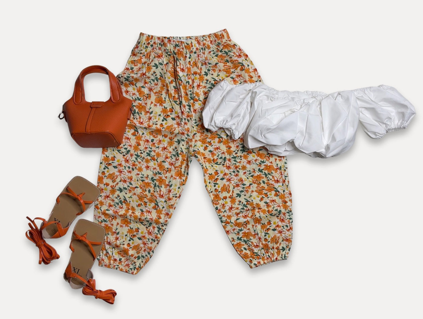 Orange Floral Pants