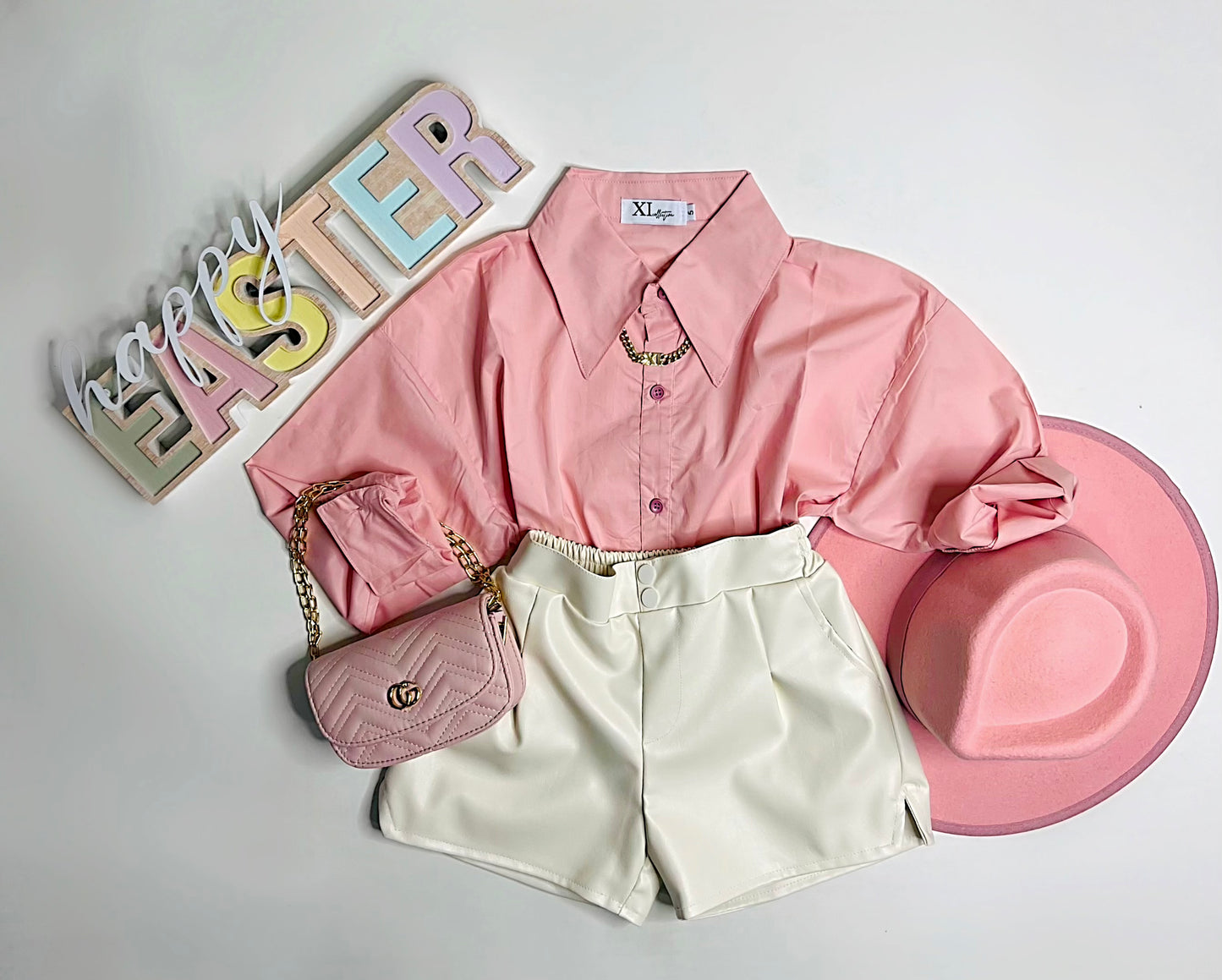 Ivory Leather Shorts