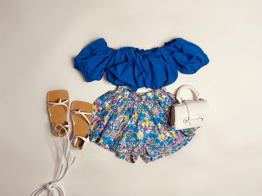 Blue Flower Shorts